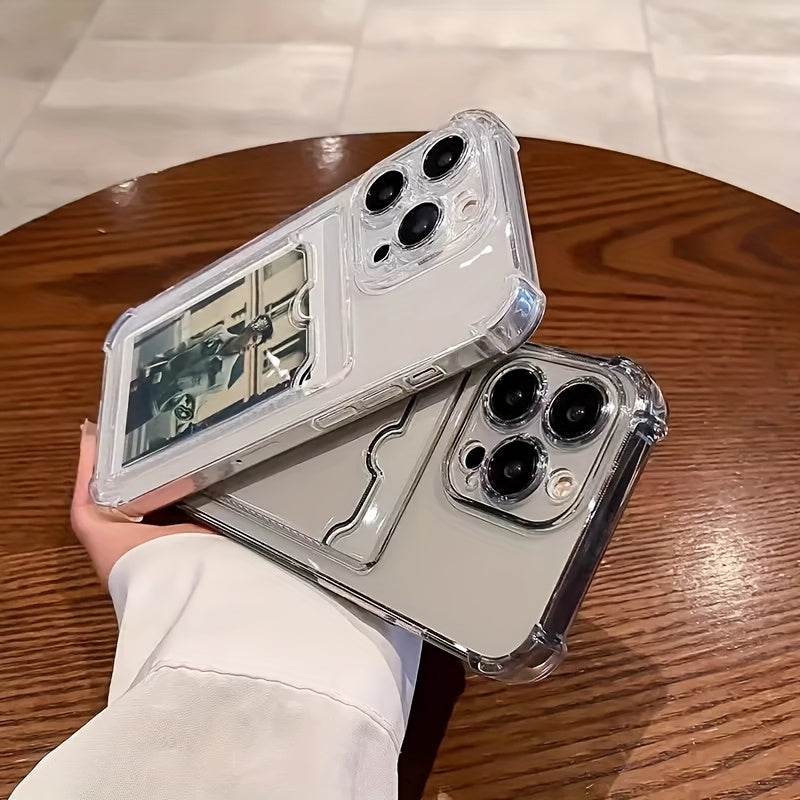 Premium Clear Back Case Featuring a Card Slot for Protection, Compatible with Iphone Models 16, 15, 14, 13, 12, 11 Pro Max, 13, 12 Mini, X, Xs Max, Xr, 8, And 7 Plus, Designed to Be Shock-Resistant.