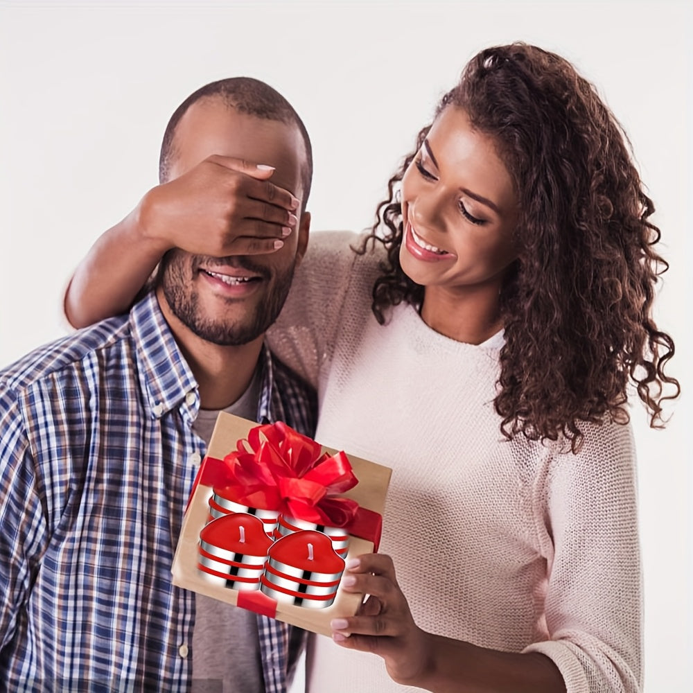 12/50 Heart-Shaped Candles - Golden & White, Single-Wick, Short Burn Time (1-4 Hours), Ideal for Valentine'S Day, Christmas, Halloween, Thanksgiving, Ramadan, and More - Perfect for Home Decor and Special Occasions, Candle De