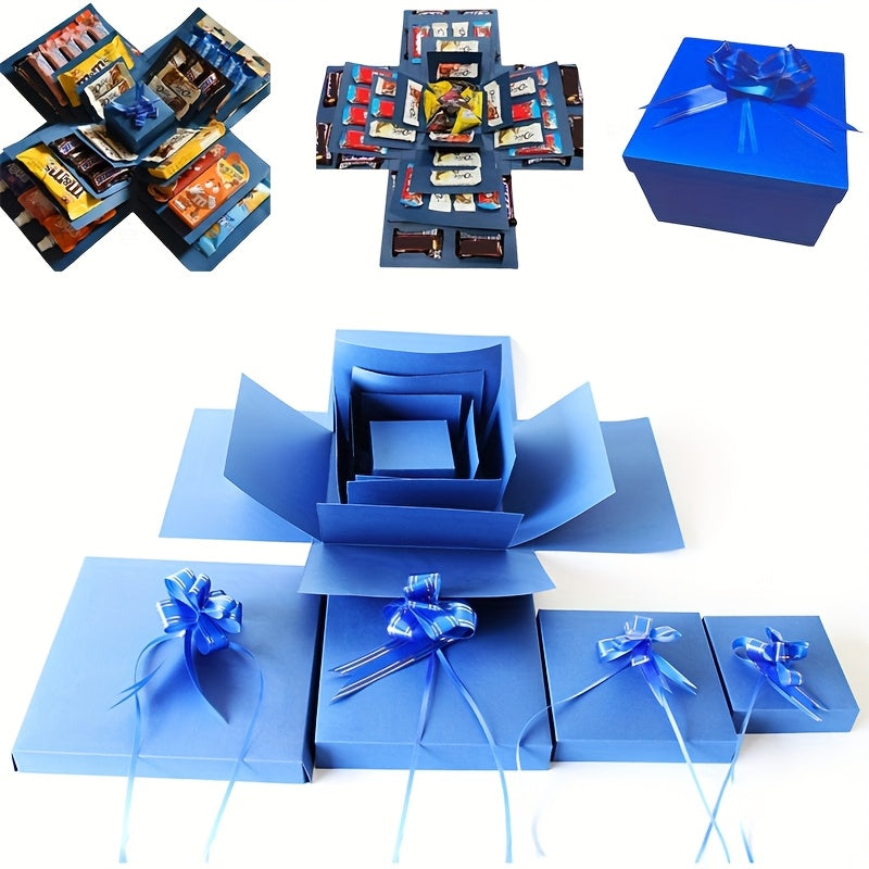 1 Surprise Gift Box Set with Lid, Suitable for Birthdays, Valentine'S Day, Weddings and Proposals, etc. - Multifunctional DIY Party Gift Packaging Kit Without Food, Multi-Compartment Display Box, Made of Paper Material