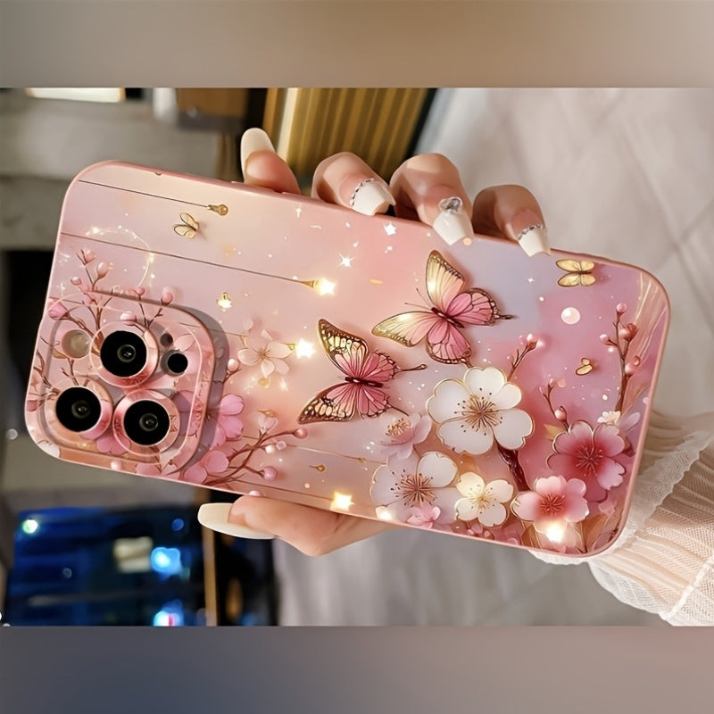 Flash Butterfly: Angel Eye Lens Full Package Suitable for Apple Series Iphone14Pro Mobile Phone Case Apple 13 Protective Case 11/12 Advanced Skin-Friendly Suitable for Iphone15Plus Mobile Phone Case 14Promax Apple 13 Protecti