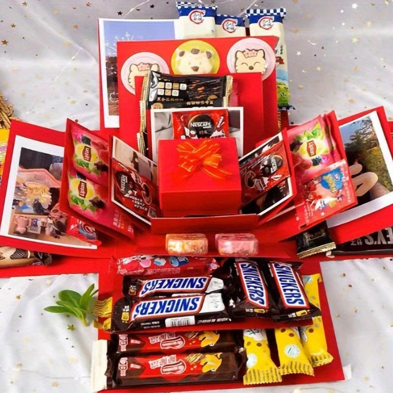 1 Surprise Gift Box Set with Lid, Suitable for Birthdays, Valentine'S Day, Weddings and Proposals, etc. - Multifunctional DIY Party Gift Packaging Kit Without Food, Multi-Compartment Display Box, Made of Paper Material