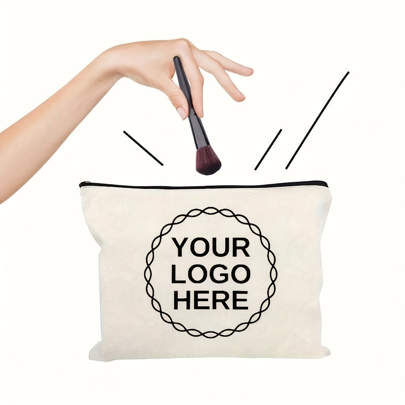 1-10pcs Personalized Cosmetic/Toiletry Bags with Custom Photo Badge Logos - Lightweight Durable Zipper Closure, Stylish Minimalist Design for Home Travel, School, Conferences, Group Activities (White & Black Options), Toiletr