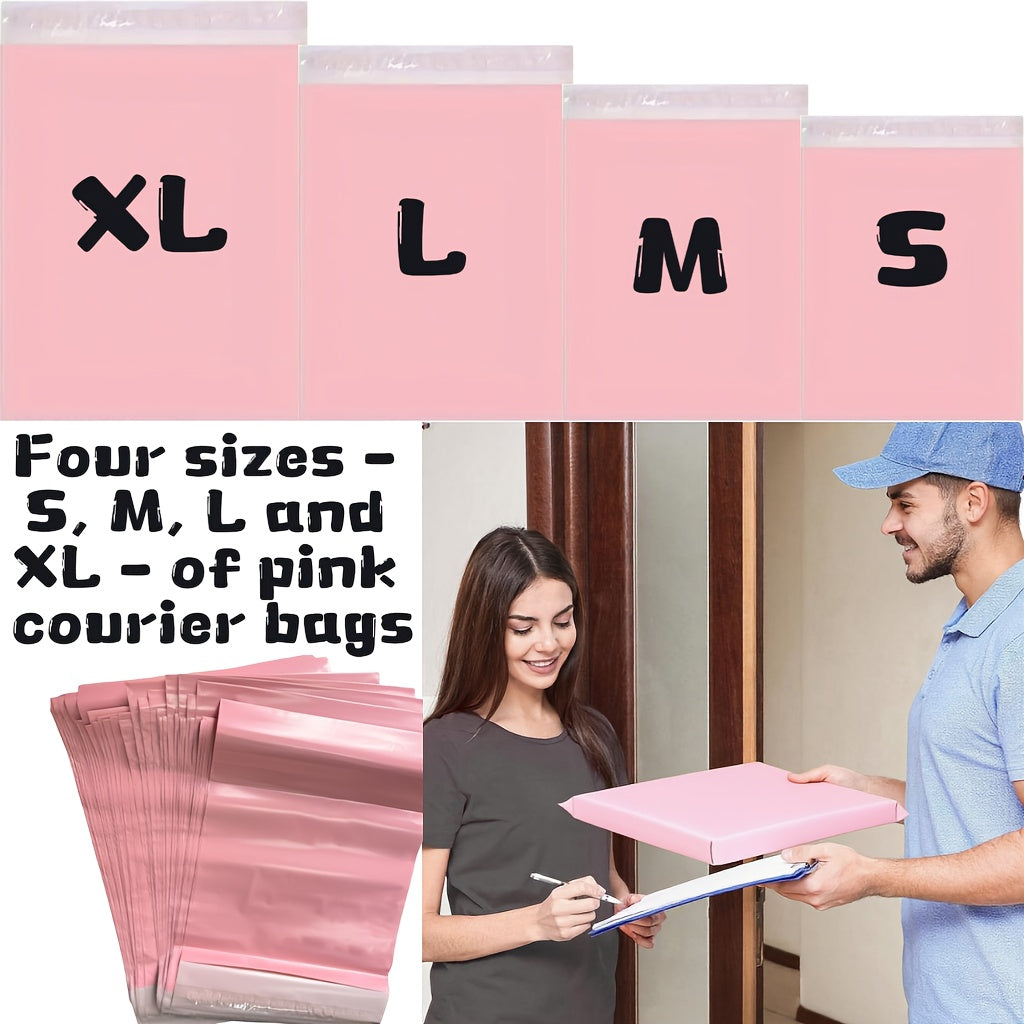 49/99 Self-Sealing Pink Mailing Bags, Multi-Purpose Thickened Postal Pouches for All Seasons, 4 Sizes Available (S,M,L,XL), Suitable for Express Shipping, Gift Wrapping & Office Use