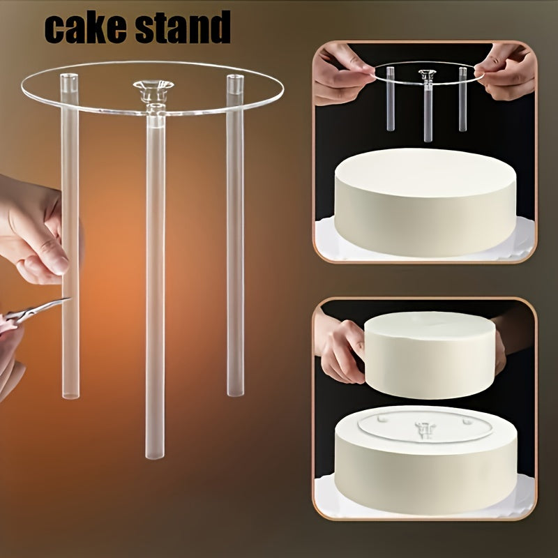 Multi-Tier Cake Layering Kit - 4 Reusable Transparent Dowels and Dividers for Elegant Wedding Baking