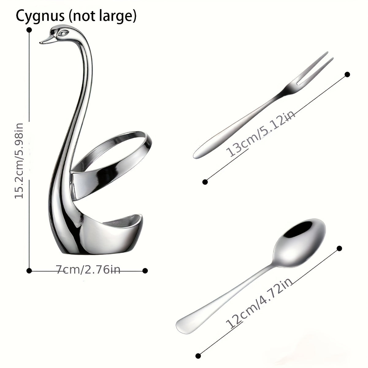 1 Set Zinc Alloy Swan Spoon Fork Rest, Stainless Steel, New Style, for Kitchen, Restaurant, Camping