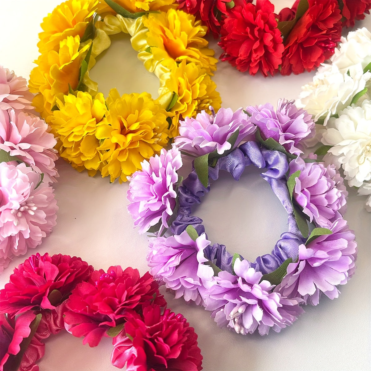 Spring-Summer New Solid Color Faux Fabric Flower Hair Tie Suitable for Beach Hawaii Vacation Everyday Hairstyle Headband Party Holiday Gift