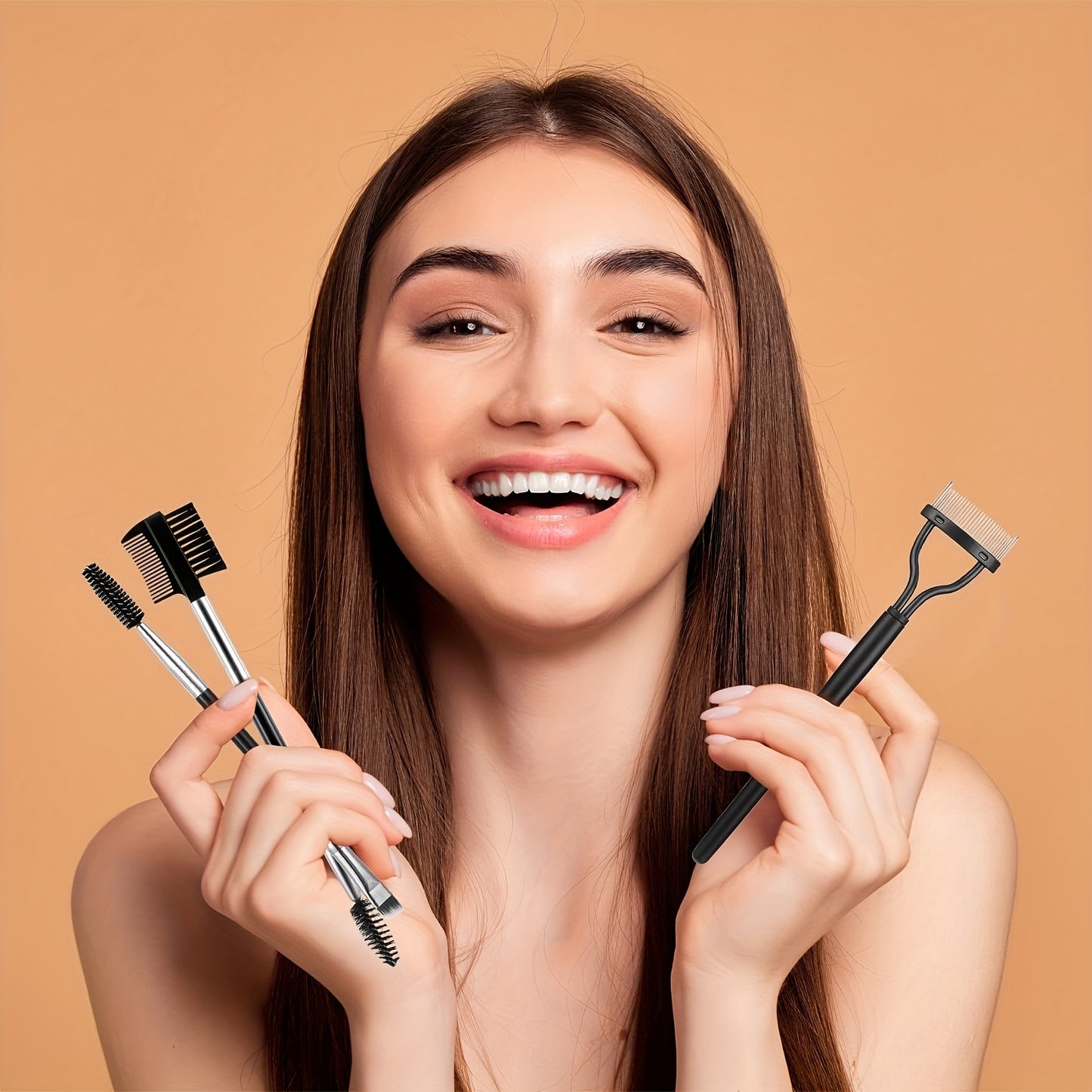 Eyelash Curler, Women's Eyebrow Brush Set, Eyelash Curler with Comb, Eyelash Comb Separator, 3-in-1 Mascara Brush, 2-in-1 Beveled Eyebrow Brush and Comb, Eyelash Curler Replacement Strip, Comb. Suitable for all eye shapes, qu