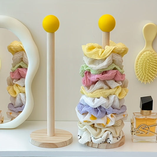 Vintage Wooden Hair Accessory Organizer - Multi-Tiered Display Stand for Headbands, Clips, Jewelry & Hair Accessories, Natural Wood Finish, Perfect for Vanity or Dressing Table Decor, Hair Accessories Organizer, Jewelry Tower