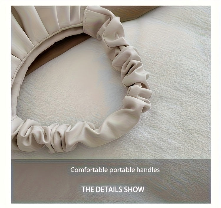 Structured Small Handbag with Ruffled Bow & Snap Button Closure