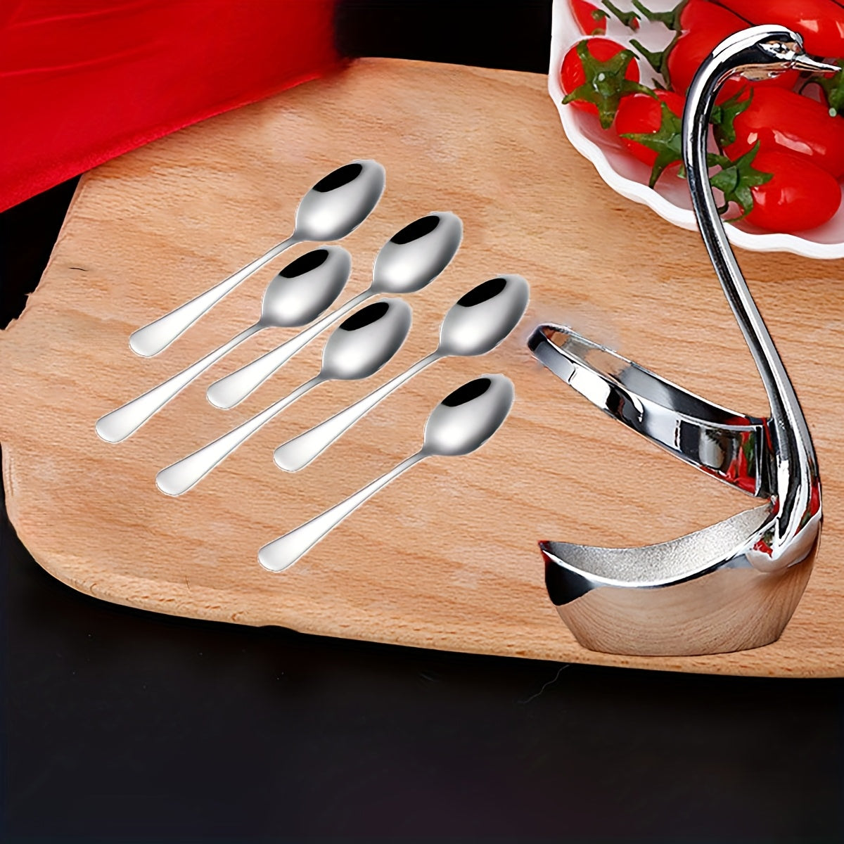 1 Set Zinc Alloy Swan Spoon Fork Rest, Stainless Steel, New Style, for Kitchen, Restaurant, Camping