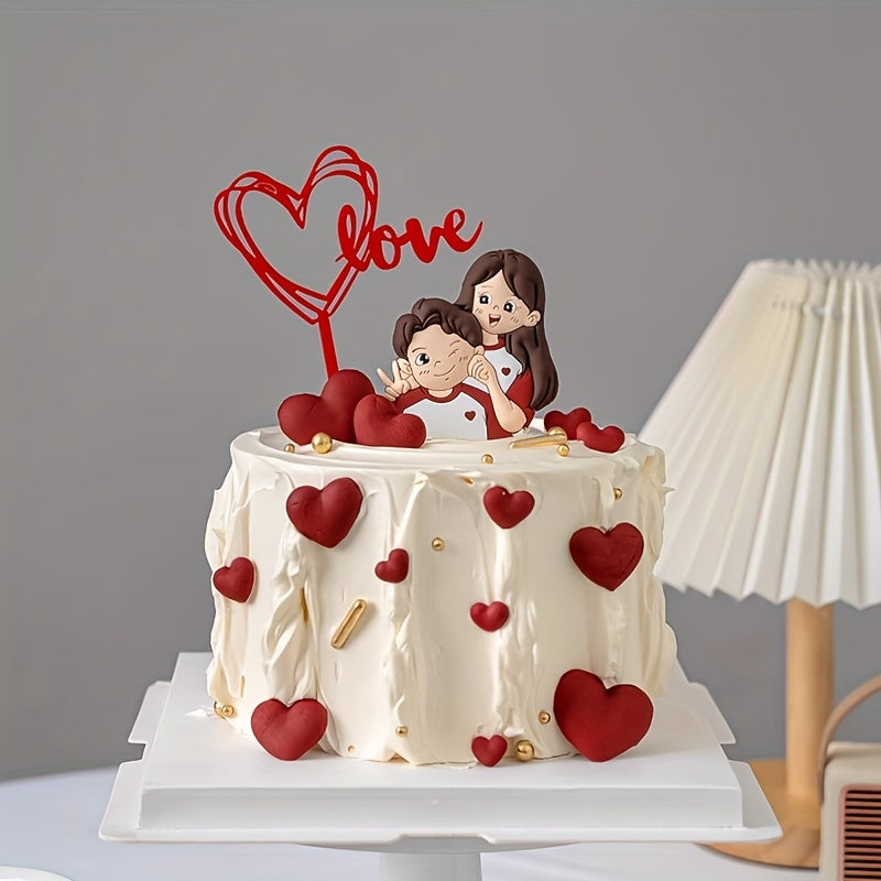 10pcs Red Love Heart Cake Topper Picks – Plastic Cupcake Flags with "LOVE" Design for Birthdays, Weddings, Anniversaries, Graduations, Mother'S Day – Festive Dessert Decorations for Party Celebrations, Cupcake Accessories