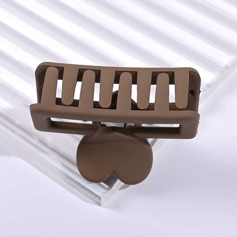 5pcs Elegant Heart-Shaped Rectangular Hair Clips - Matte Finish, Small Size, Plastic Material, Retro Style, Perfect for Valentine'S Day or Daily Use, Valentine'S Day Accessories | Elegant Hair Design | Plastic Claw Clips