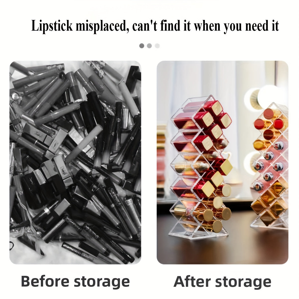 16-Compartment Transparent Lipstick Organizer - Durable Plastic Makeup Storage Box for Vanity or Bathroom Counter, Lightweight & Portable, No Power Needed, Vanity Accessories