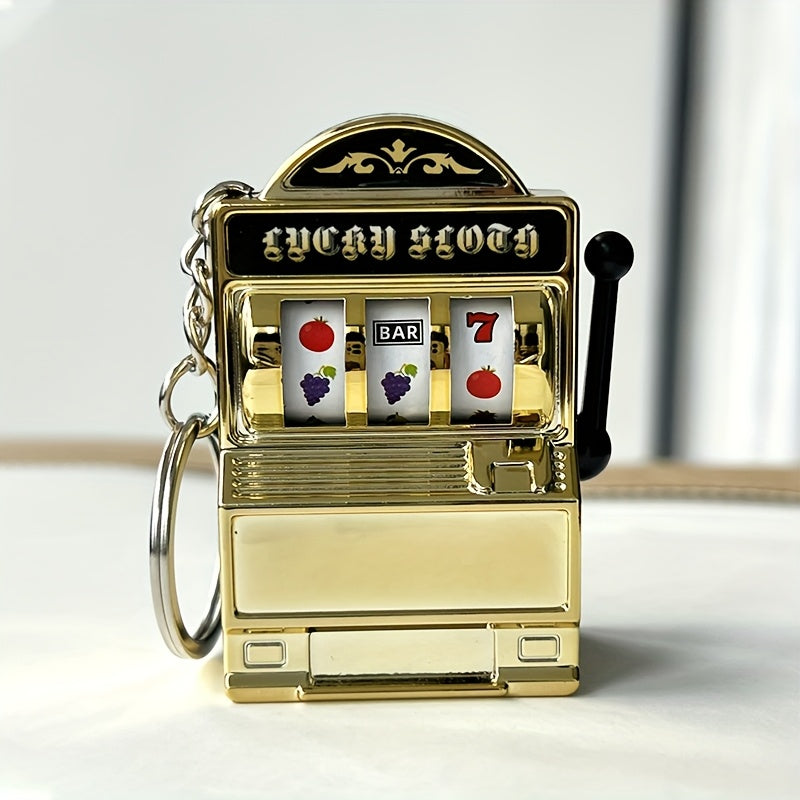 Funky Style Slot Machine Keychain, Novelty Plastic Mobile Phone Pendant, Creative Bag Charm, Unique Accessory for Gaming Enthusiasts