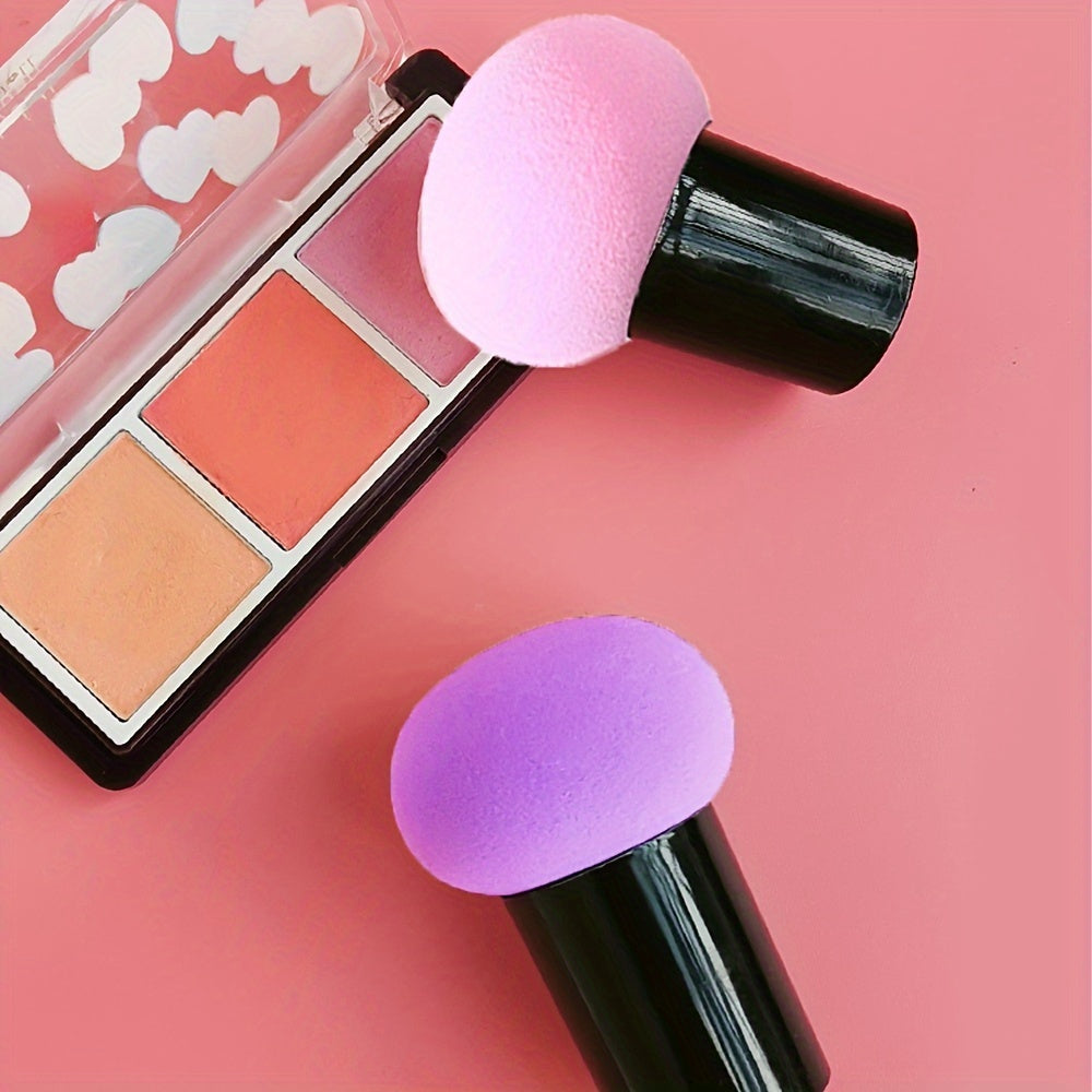 2pcs Handle Mushroom Makeup Sponge Portable Makeup Powder Puff Suitable for Wet and Dry Use Face Mushroom Head Makeup Sponge Foundation Makeup Sponge Powder Puff Beauty Tool Smooth Sponge