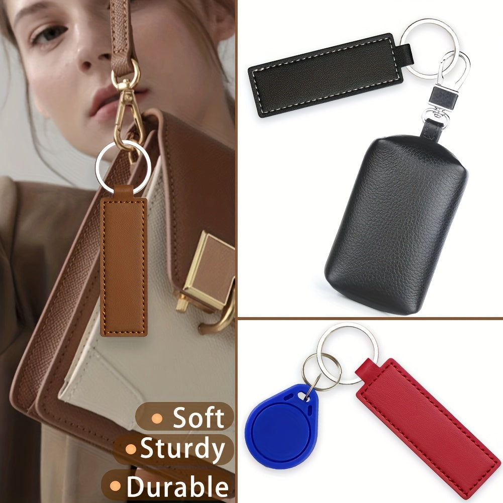 30pcs Faux Leather Key Fob Kit, 4.09*0.98in Rectangular Faux Leather Keychain Blanks with Keychain Rings, Laser Engraving Keychain -DIY School/Corporate Logos Gifts Stamping DIY Handicrafts for Faux Leather Working, Faux Leat