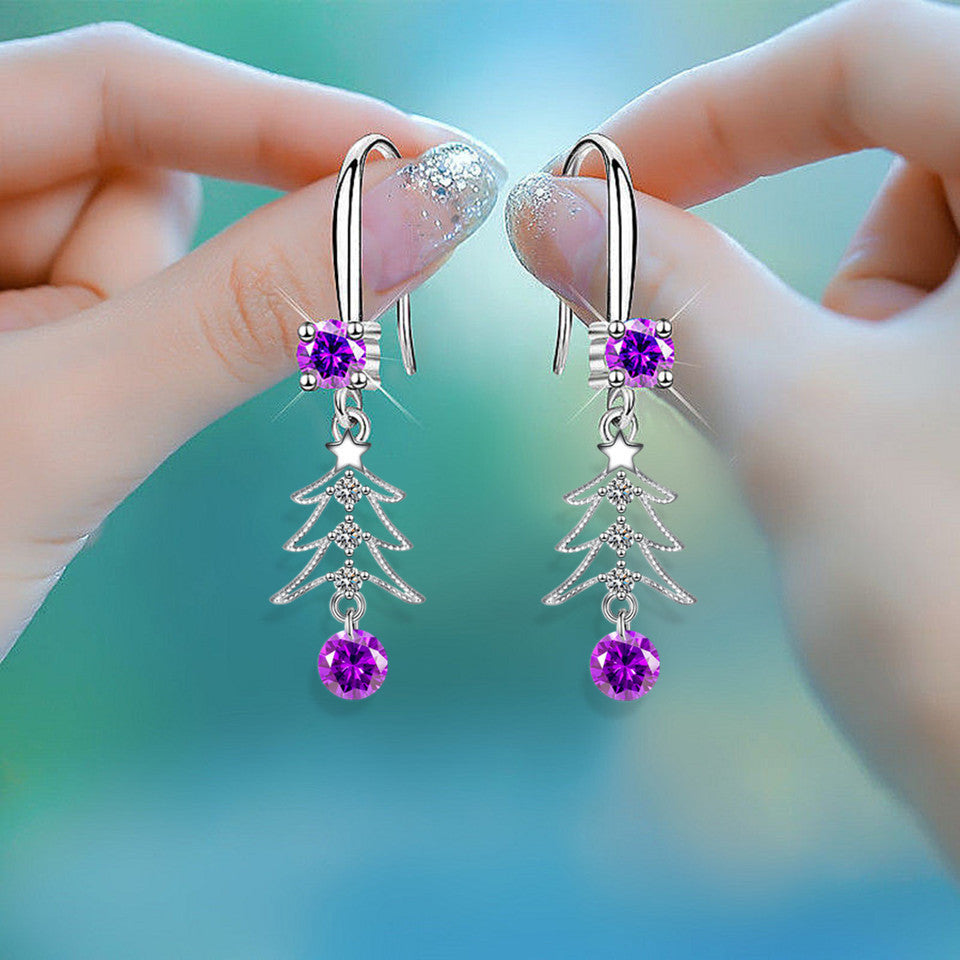Christmas Tree Water Droplet Pendant Earrings