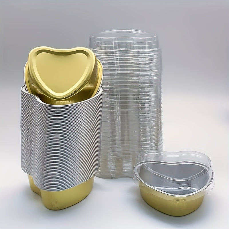 50pcs Heart-Shaped Cake Cups with Lids, Heat-Resistant Baking Molds for Valentine's Day, Wedding, Mother's Day, Birthday & Christmas!