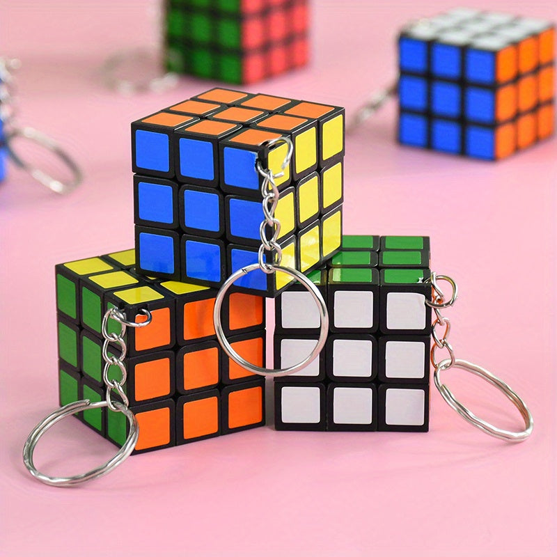 5pcs/Set Creative Mini Puzzle Cube Keychain 3X3Cm New Backpack And Key Pendant Promotional Gift Bag Accessories Wedding Birthday Party Guest Favorites Fashion Jewelry Decoration Gift, Halloween, Christmas