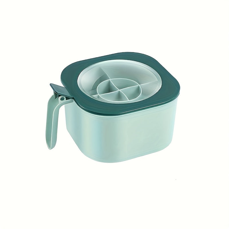 Large Capacity Spice Box with Lid and Spoon - Durable ABS Material, 4-Compartment Multi-Purpose Kitchen Seasoning Storage Container for Home Organization, Salt Shaker Set, Convenient Combination Use (Suitable for All Seasons)