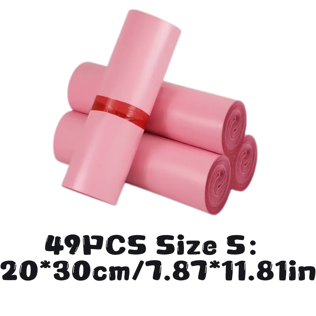 49/99 Self-Sealing Pink Mailing Bags, Multi-Purpose Thickened Postal Pouches for All Seasons, 4 Sizes Available (S,M,L,XL), Suitable for Express Shipping, Gift Wrapping & Office Use
