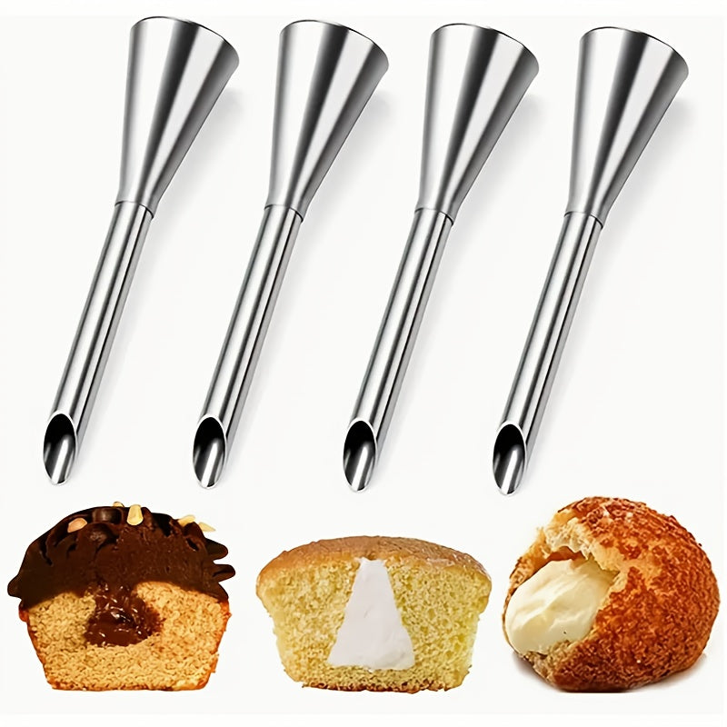 2-Pack Stainless Steel Piping Nozzles, Long Puff Tip, for Baking, Pastry Nozzle for Cookie, Dessert, Cake Decoration, Professional Baking Tools