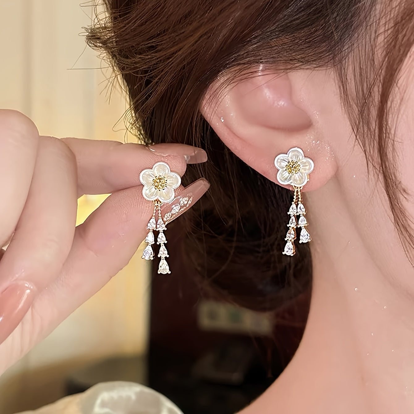 French-Inspired Floral Drop Earrings