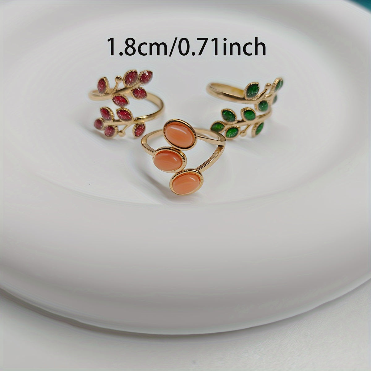 luxury leaf-shaped open ring