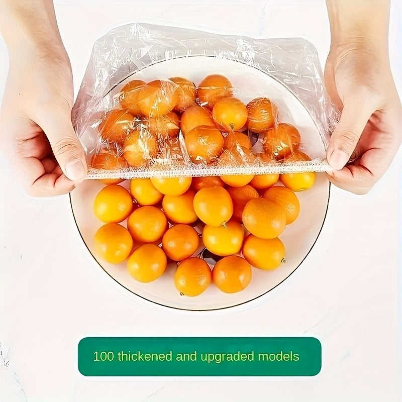 100pcs Reusable Elastic Food Storage Covers - Transparent, Stretchable Plastic Bowl & Plate Sealing Film, Odorless, Alternative to Aluminum Foil & Deli Meat Covers, Food Contact Saf
