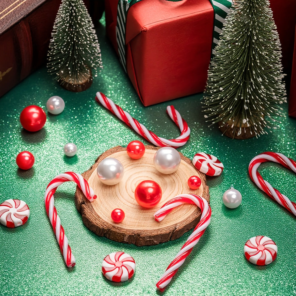 531pcs, Floating Beads for Centerpieces Vases, Vase Fillers, Christmas Vase Filler, White and Red Fake Candy Cane Decor, Christmas Table Decor, Christmas Vase Fillers for Home Table Decorations, Christmas Home Decor