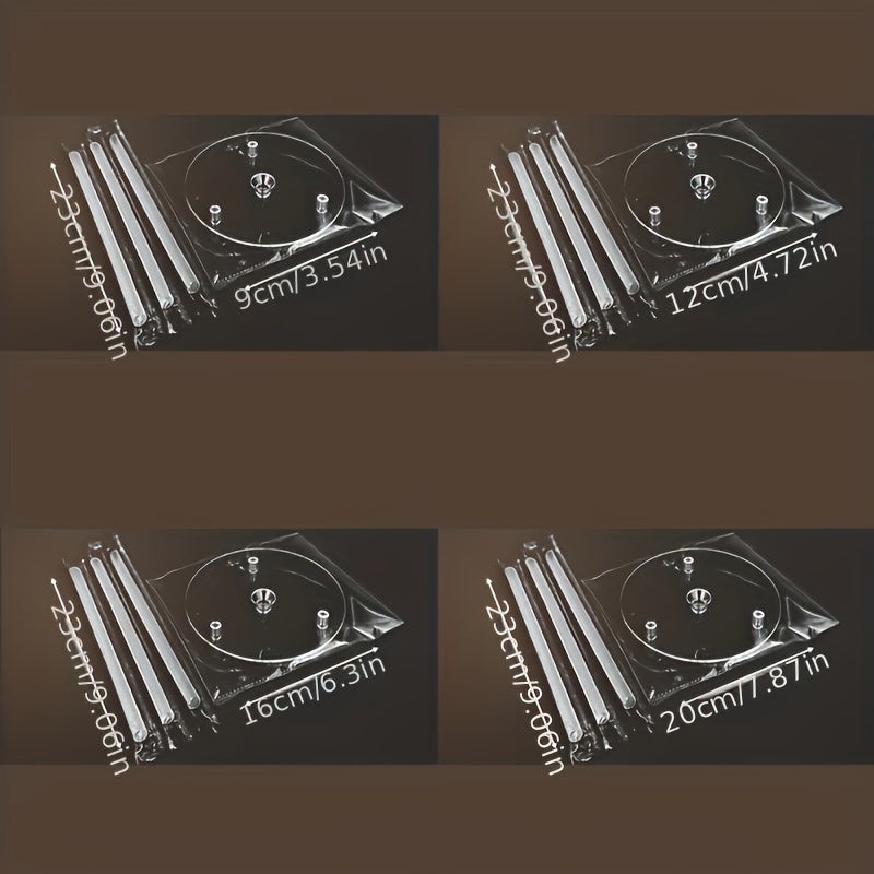 Multi-Tier Cake Layering Kit - 4 Reusable Transparent Dowels and Dividers for Elegant Wedding Baking