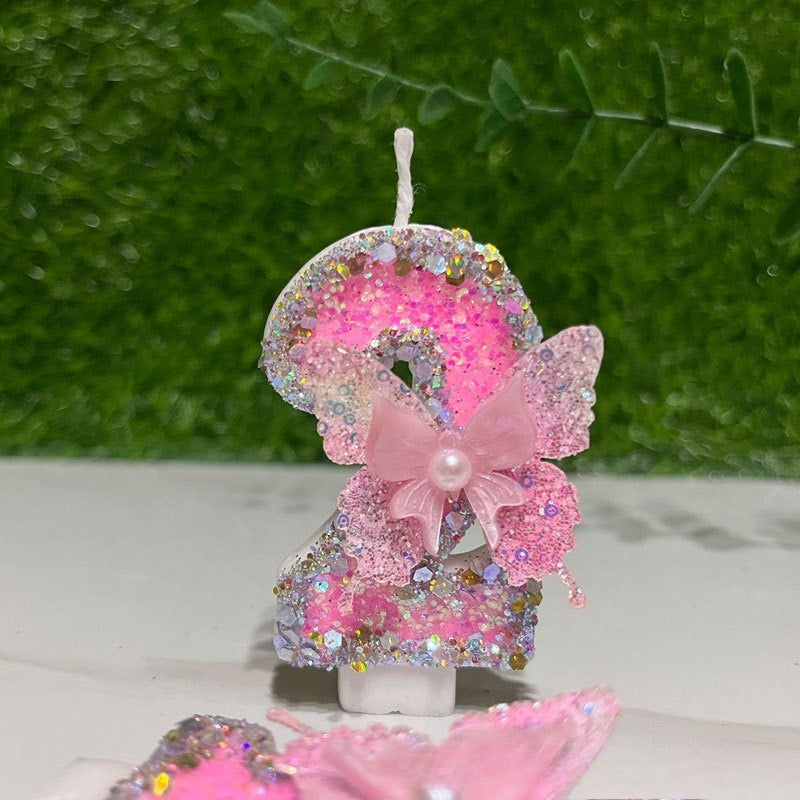 New Cute Pink Butterfly Digital Candles, Birthday Cake Candles, Festival Party Scene Decorations, Candles, Pastel Birthday Candles, Cake Candles Colourful, Birthday Candles for Cake, Candles for Birthday Cake, Flashing Cake C