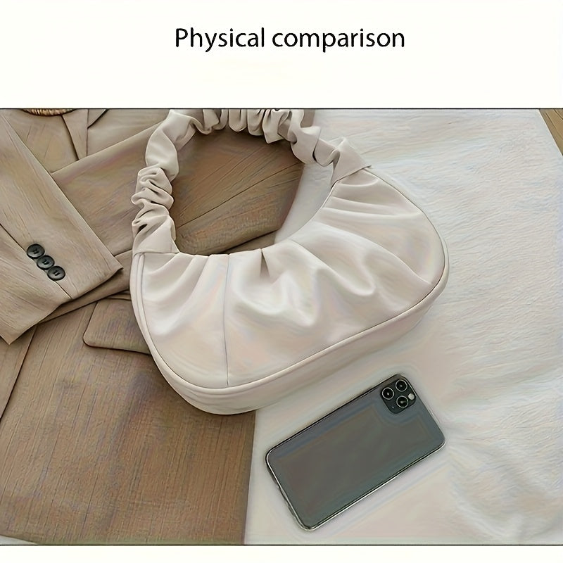 Structured Small Handbag with Ruffled Bow & Snap Button Closure