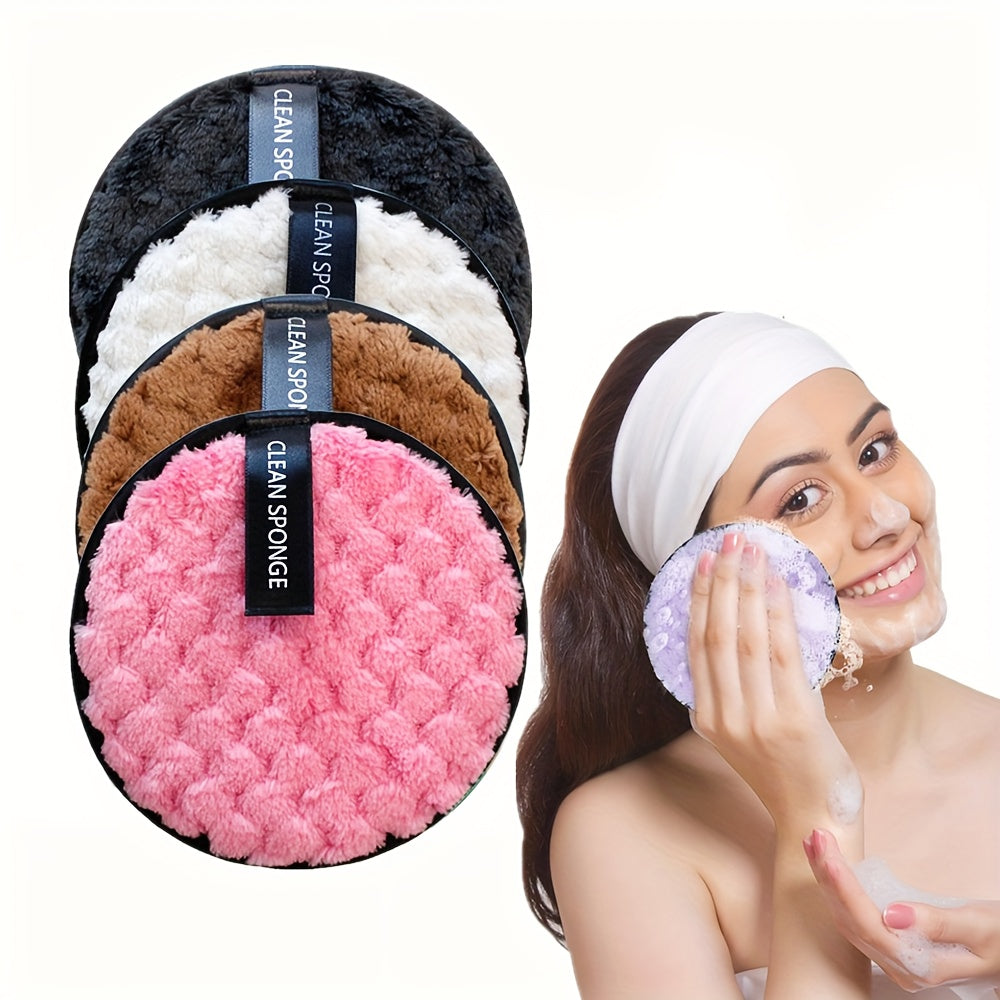 4-Pack Soft Microfiber Face Pads, Reusable Dual-Sided Extraction Pads for Gentle Facial Cleansing and Makeup Application, Daily Face Washing Facial Cleanser