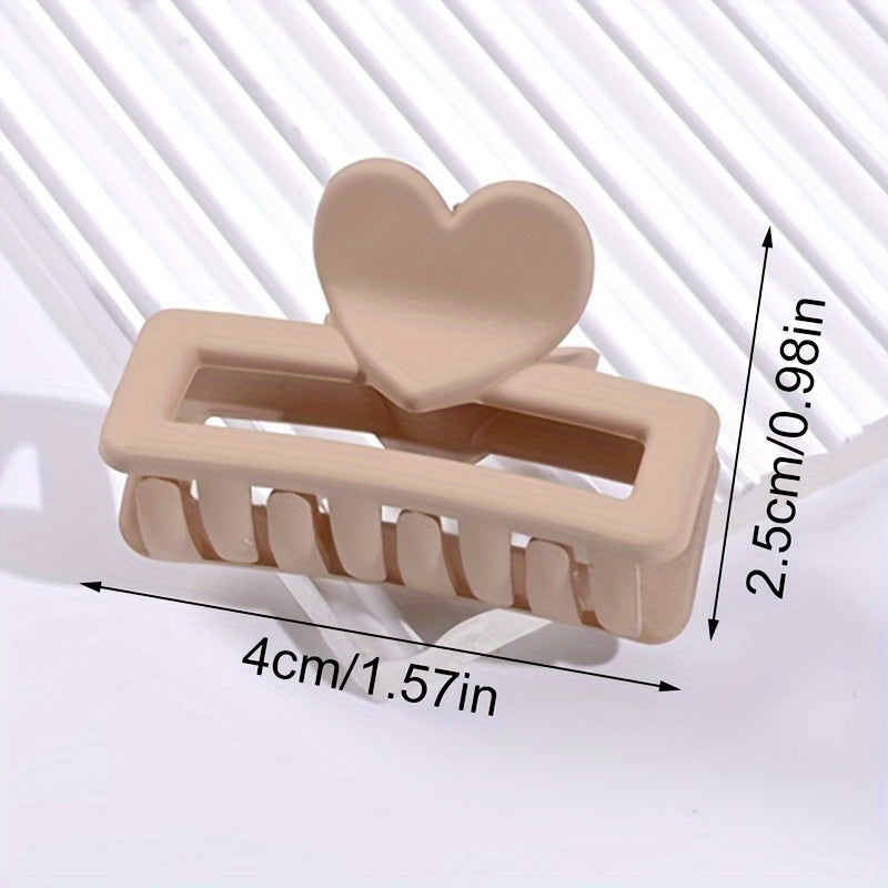 5pcs Elegant Heart-Shaped Rectangular Hair Clips - Matte Finish, Small Size, Plastic Material, Retro Style, Perfect for Valentine'S Day or Daily Use, Valentine'S Day Accessories | Elegant Hair Design | Plastic Claw Clips