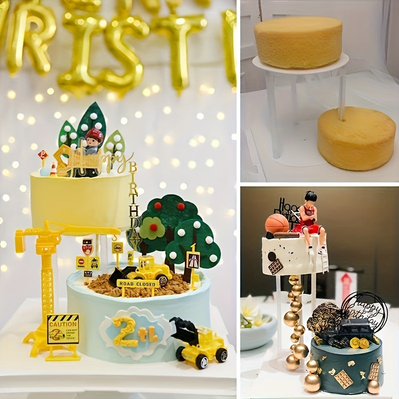 Multi-Tier Cake Layering Kit - 4 Reusable Transparent Dowels and Dividers for Elegant Wedding Baking