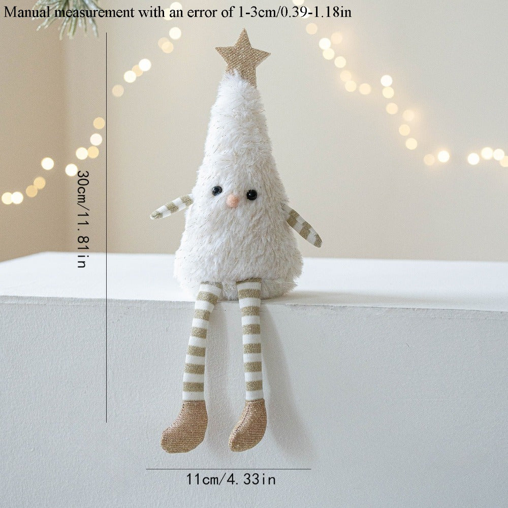 Cute Plush Christmas Tree Figurine Pendant with Stars & Striped Socks - Pink, White Green Fabric Holiday Decor for Home Living Room Windows No Electricity Needed Perfect for Xmas New Year Winter Tailgate Parties Halloween Fal
