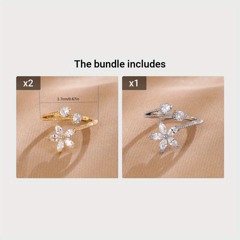 Floral-Shaped Ring Inlaid with AAA Zirconia Stones