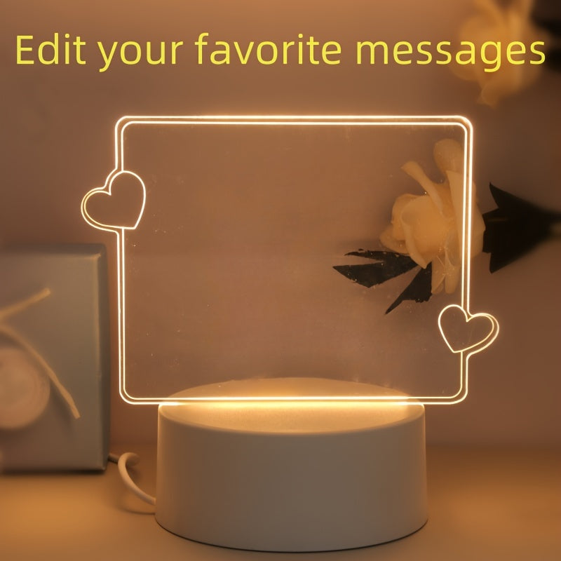 USB-Powered 3D Heart Night Lamp with Pen - Perfect for Valentine's Day, Bedroom, Living Room, or Office Decor