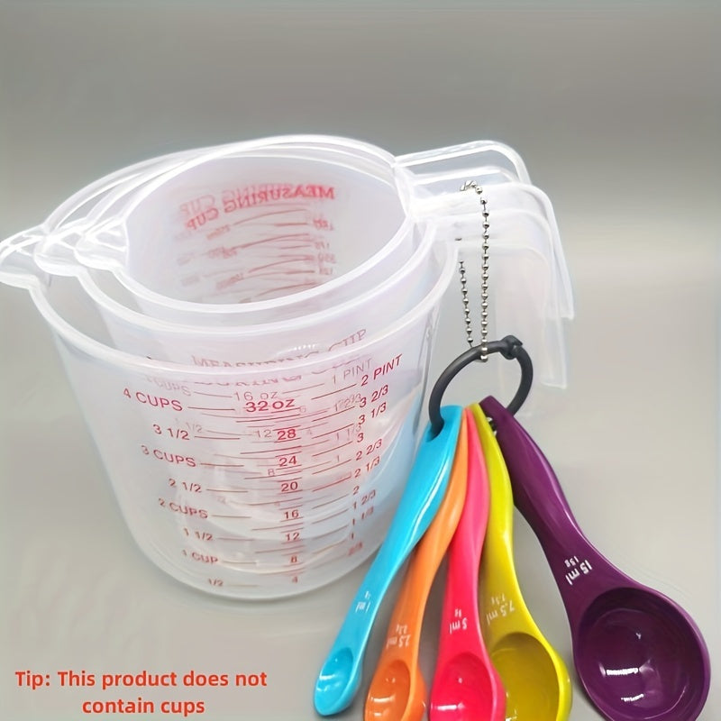 5pcs Stackable Plastic Measuring Cups with Spouts & Handles - BPA-Free, Accurate Cooking & Baking Tools, Random Colors (Blue, Green, Yellow, Purple, Red) for Precise Ingredient Measurements, Kitchen Essentials|Stackable Cups|