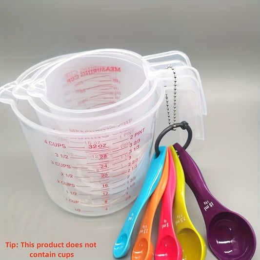 5pcs Stackable Plastic Measuring Cups with Spouts & Handles - BPA-Free, Accurate Cooking & Baking Tools, Random Colors (Blue, Green, Yellow, Purple, Red) for Precise Ingredient Measurements, Kitchen Essentials|Stackable Cups|