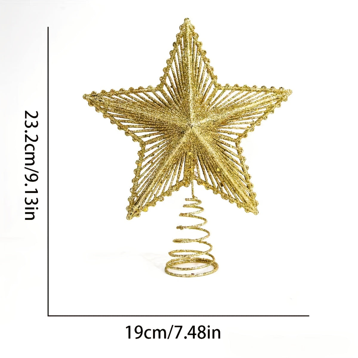 1pc Christmas Tree Topper - Sparkling Star Decoration with Red, Golden, or Silvery - Lightweight & Sturdy Plastic Construction for Indoor/Outdoor Xmas Tree, Wedding, Party Decor - No Electricity Needed - Easy Hang Loop - Holi