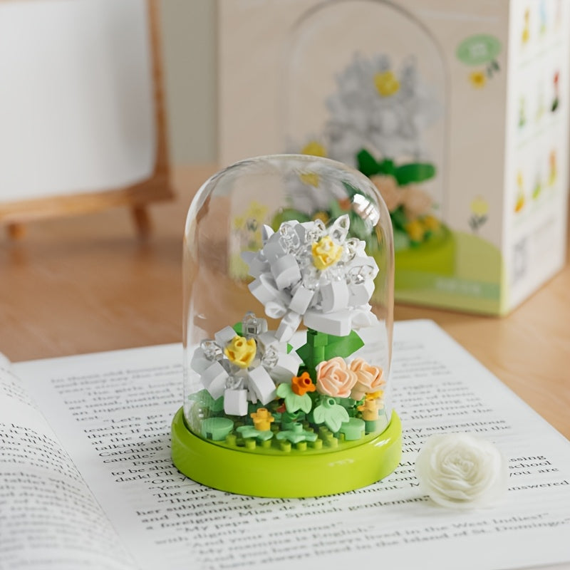 Small Particle Building Block Flower Assembly DIY Toy Home Desktop Decoration Model Holiday Gift for Mother's Day and Valentine's Day