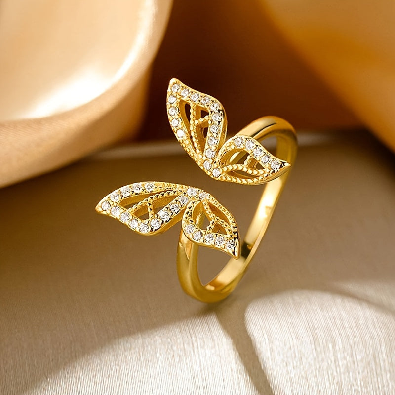 Luxurious Rhinestone Butterfly Ring