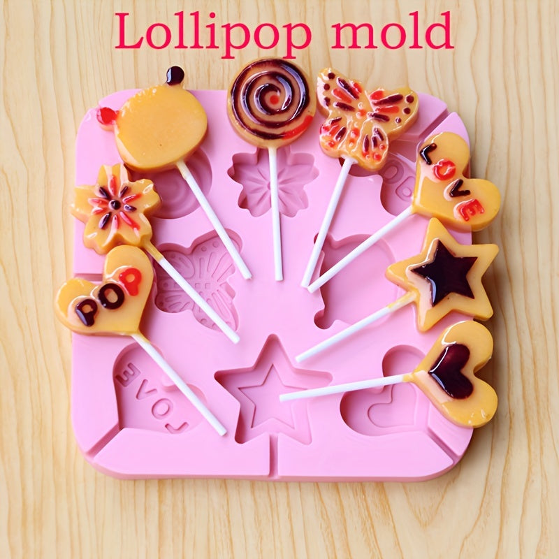1pc, Lollipop Mold, 3D Silicone Mold, Reusable Cake Pop Mold, Candy Mold, Snack Mold, Baking Tools, Kitchen Accessories