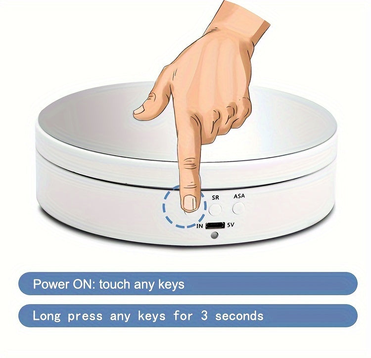 Electric Rotating Display Stand Turntable with Mirror Top, USB Powered, 5V Operating Voltage, 3 Speeds, Jewelry Display Holder, 6.6lbs Capacity