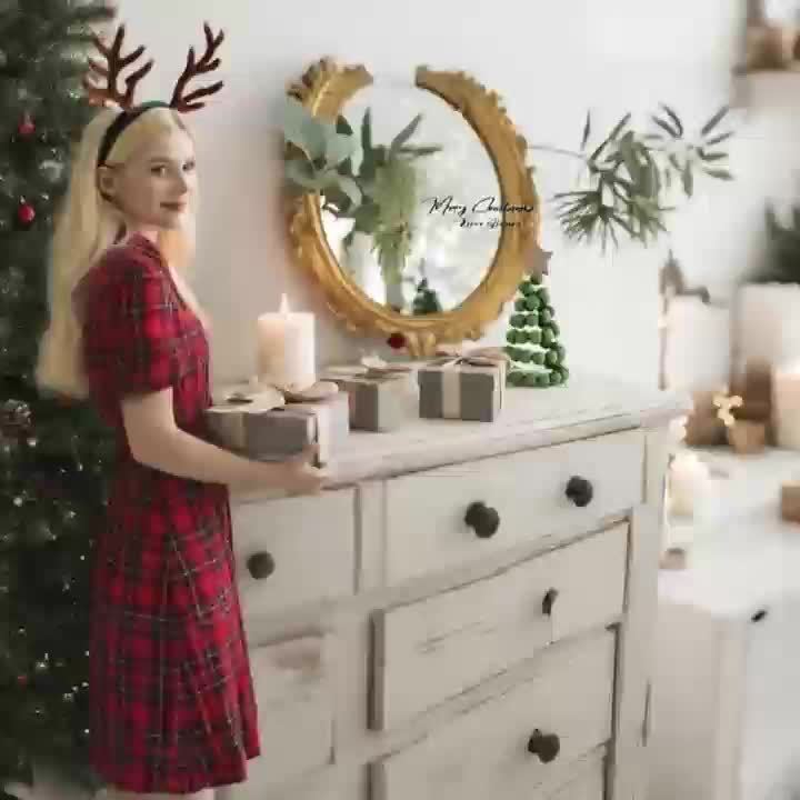 New Christmas Decoration Creative Nordic Style Wooden Christmas Tree Ornaments Desktop Display, Suitable for 4 Seasons