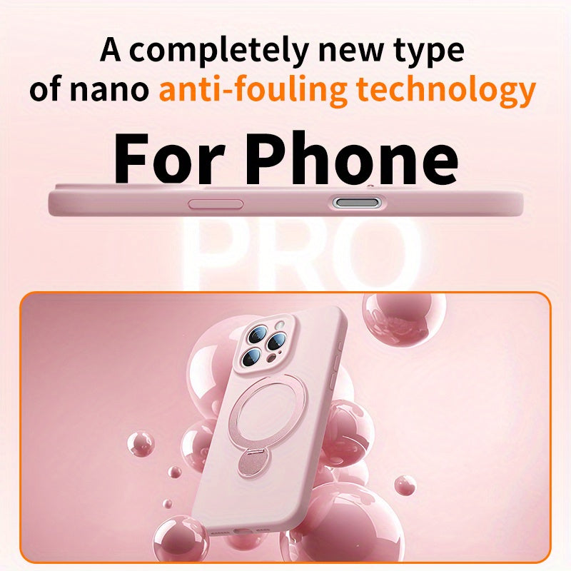 Luxury Multicolor Liquid Matte Stand Phone Case for iPhone 16 15 14 13 Pro Max Magnetic Wireless Charging 360°Rotating Desktop Bracket 16ProMax Cases Shockproof Back Cover