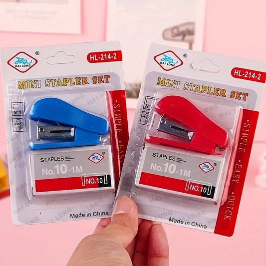 3pcs Set-Cute Stapler Mini Small Stapler Student Stationery Economy Suit Stapler