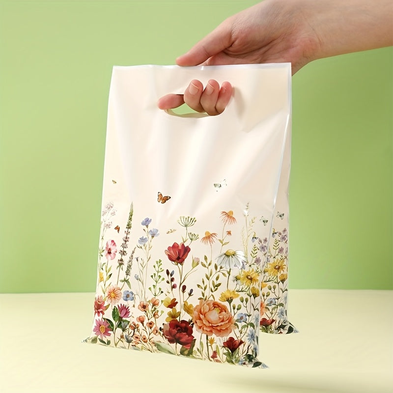 10/25/50pcs, Floral Theme Gift Bag, Wildflower Butterfly Handheld Bags, Spring Theme Party Packaging Bags, Youngsters Shower Party Supplies, Birthday Party Decoration, Wedding Anniversary Party Decor, Party Favor